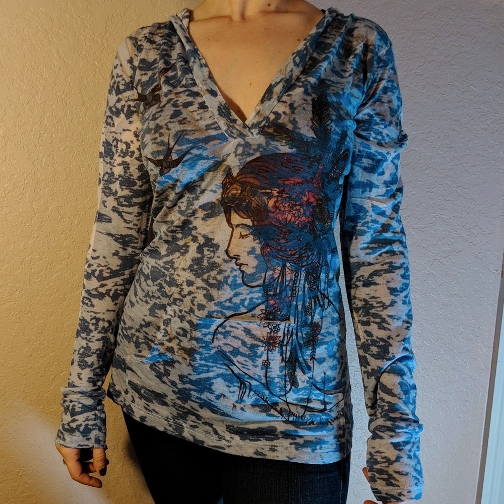 Vintage Shawana hooded long sleeves shirt/tunic
